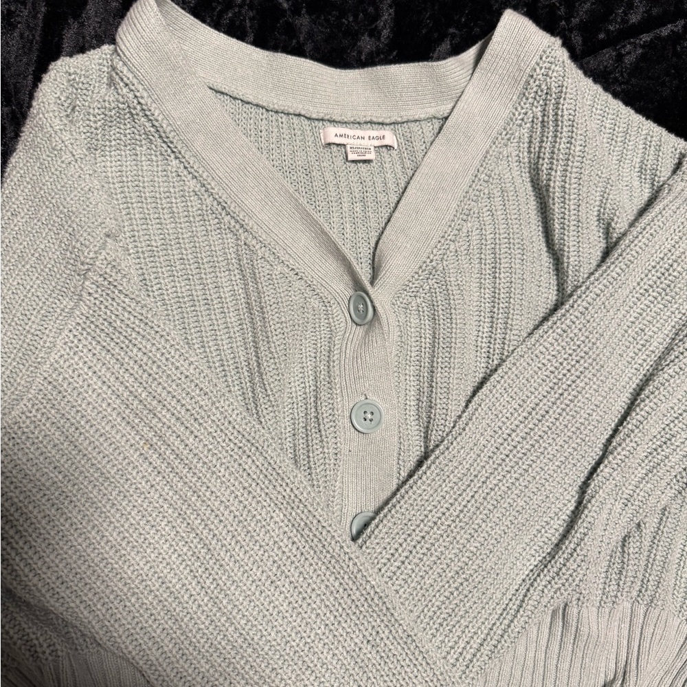 American Eagle Outfitters Sage Green Knit Button-Up Cardigan